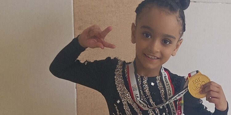 جويريه طه تتوج بذهبية بطولة كأس مصر لجمباز الايروبيك مرحلة ٩ سنوات فردي انسات