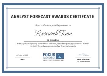 HC Brokerage awarded the Best Forecaster of Egypt's Monetary sector in the 2025 FocusEconomics Analyst Forecast Awards,