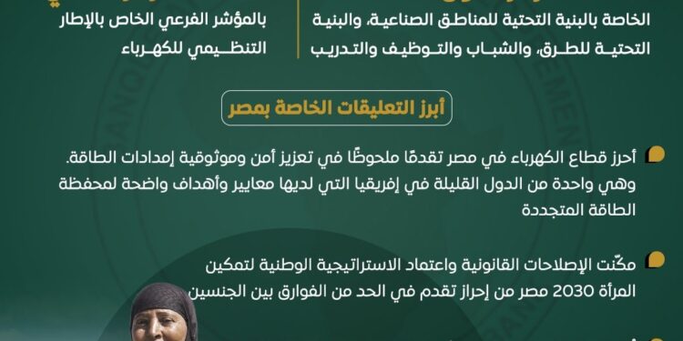 مصر ثانيًا إفريقيًا في مؤشر توصيل الخدمات العامة لعام 2024.. وتتصدر محوري الطاقة والبنية التحتية