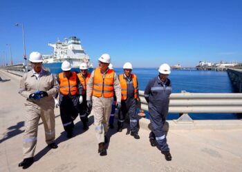 وزير البترول يتفقد سفينتي استقبال الغاز الطبيعي المسال بالعين السخنة