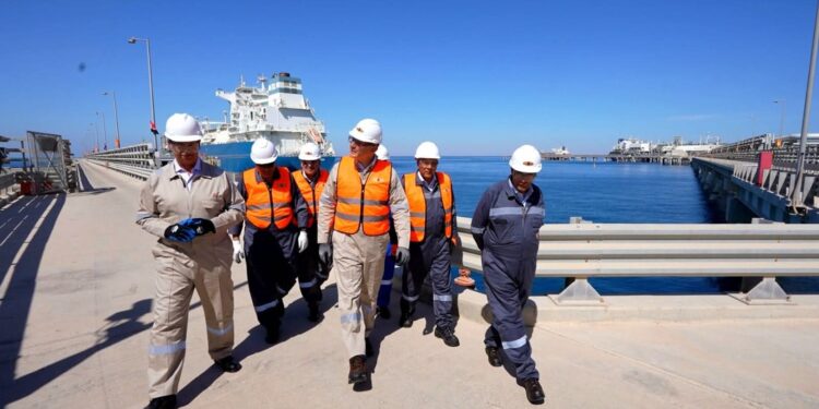 وزير البترول يتفقد سفينتي استقبال الغاز الطبيعي المسال بالعين السخنة