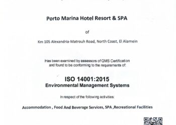 فندق بورتو مارينا يحصد شهادتي ISO 22000 وISO 14000